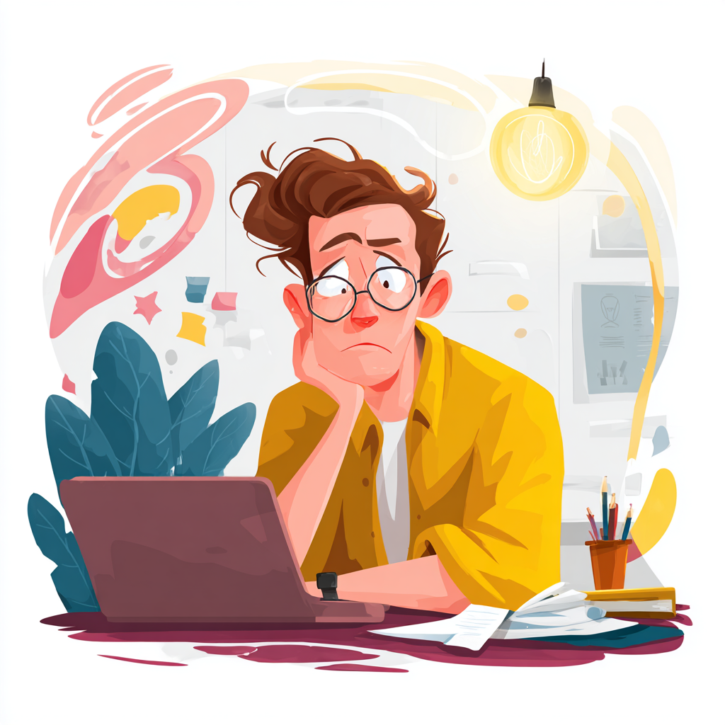 Person frustrated while building their own website on laptop